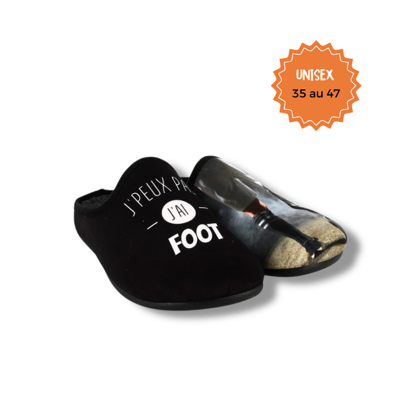 Pantoufles humoristiques football "J'peux pas, j'ai foot" - Pant'ouf