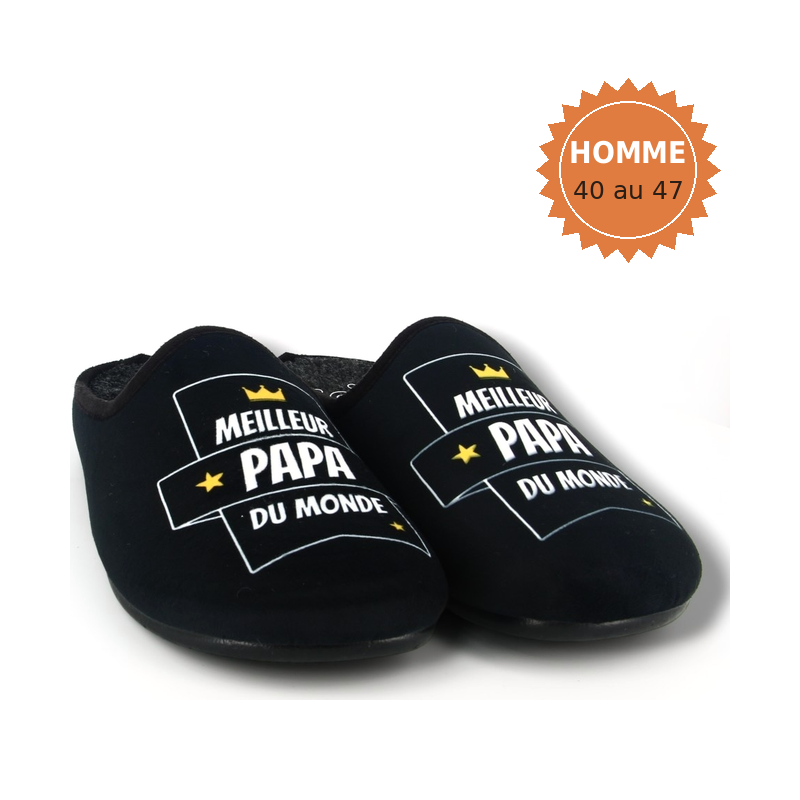 Pantoufles humoristiques papa « Meilleur papa du monde » - Pant'ouf