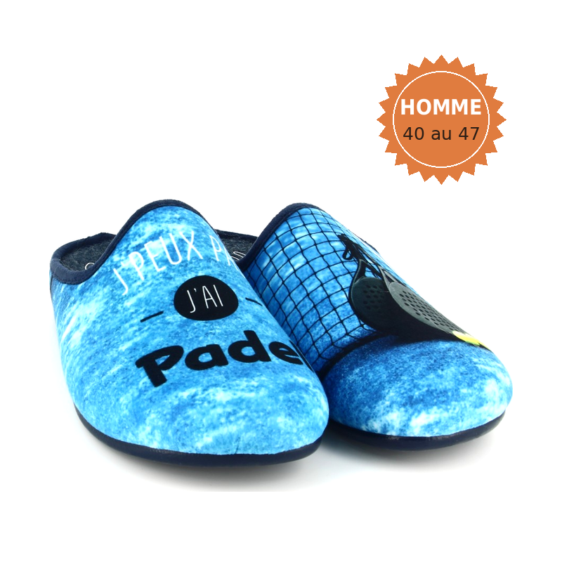 Pantoufles humoristiques padel « J'peux pas, j'ai Padel » - Pant'ouf