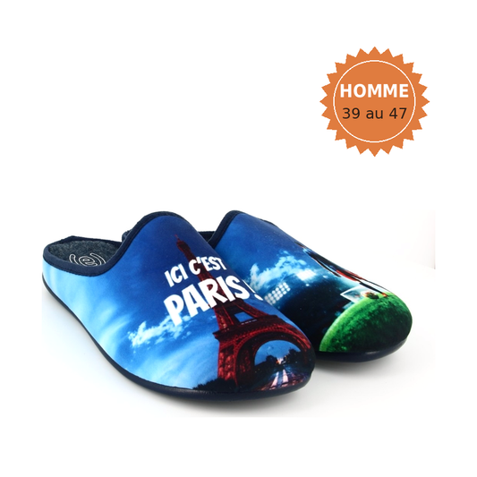Pantoufles humoristiques Paris « Ici, c'est Paris ! » - Pant'ouf