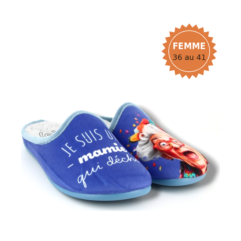 Pantoufles humoristiques mamie « Je suis une mamie qui déchire » - Pant'ouf