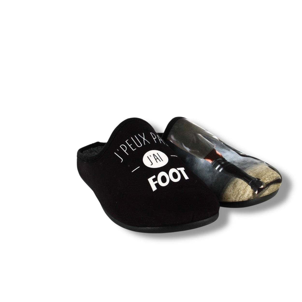Pantoufles humoristiques « J'peux pas, j'ai foot »