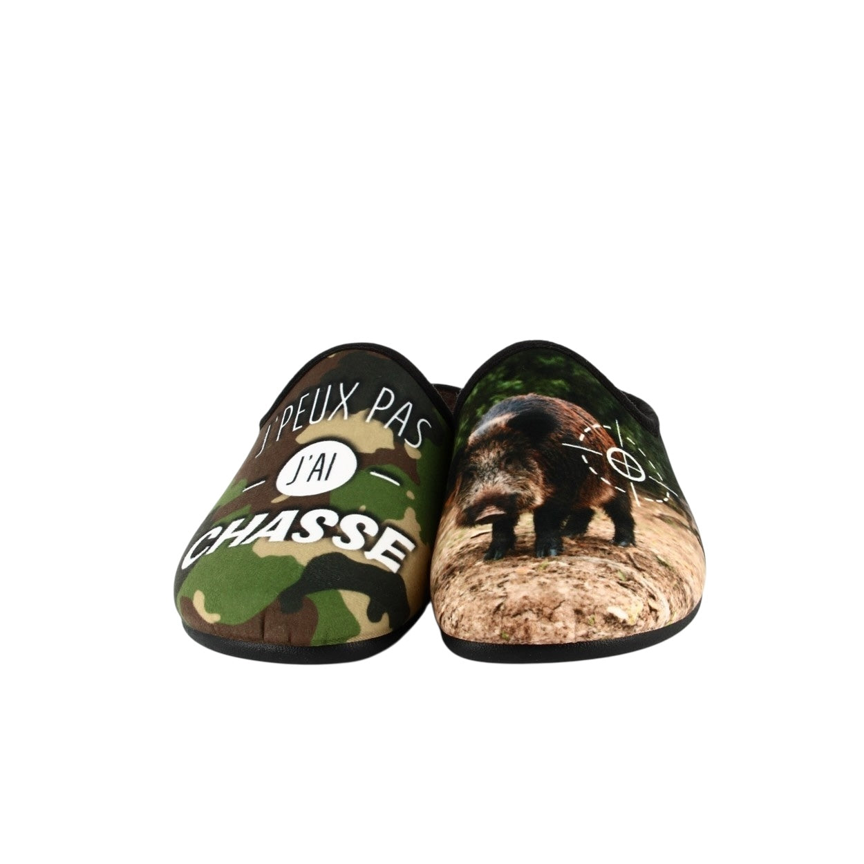 Pantoufles humoristiques "J'peux pas j'ai chasse"