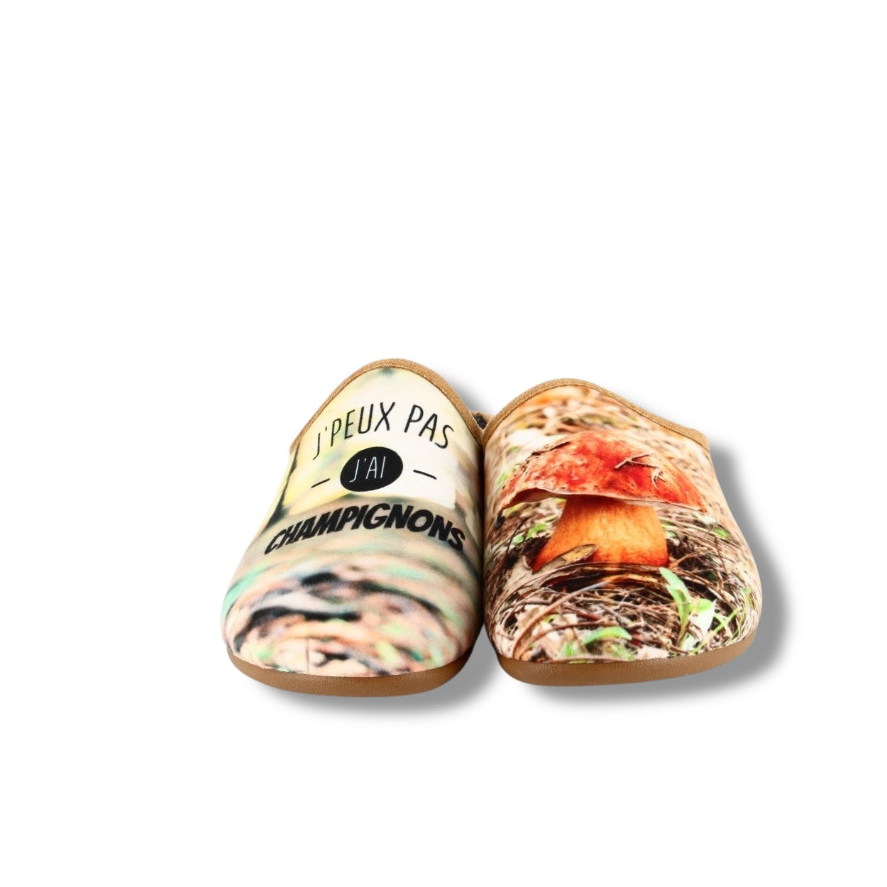 Pantoufles humoristiques « J'peux pas, j'ai champignons »