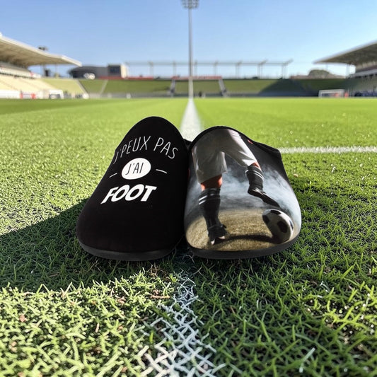 Pantoufles humoristiques « J'peux pas, j'ai foot »