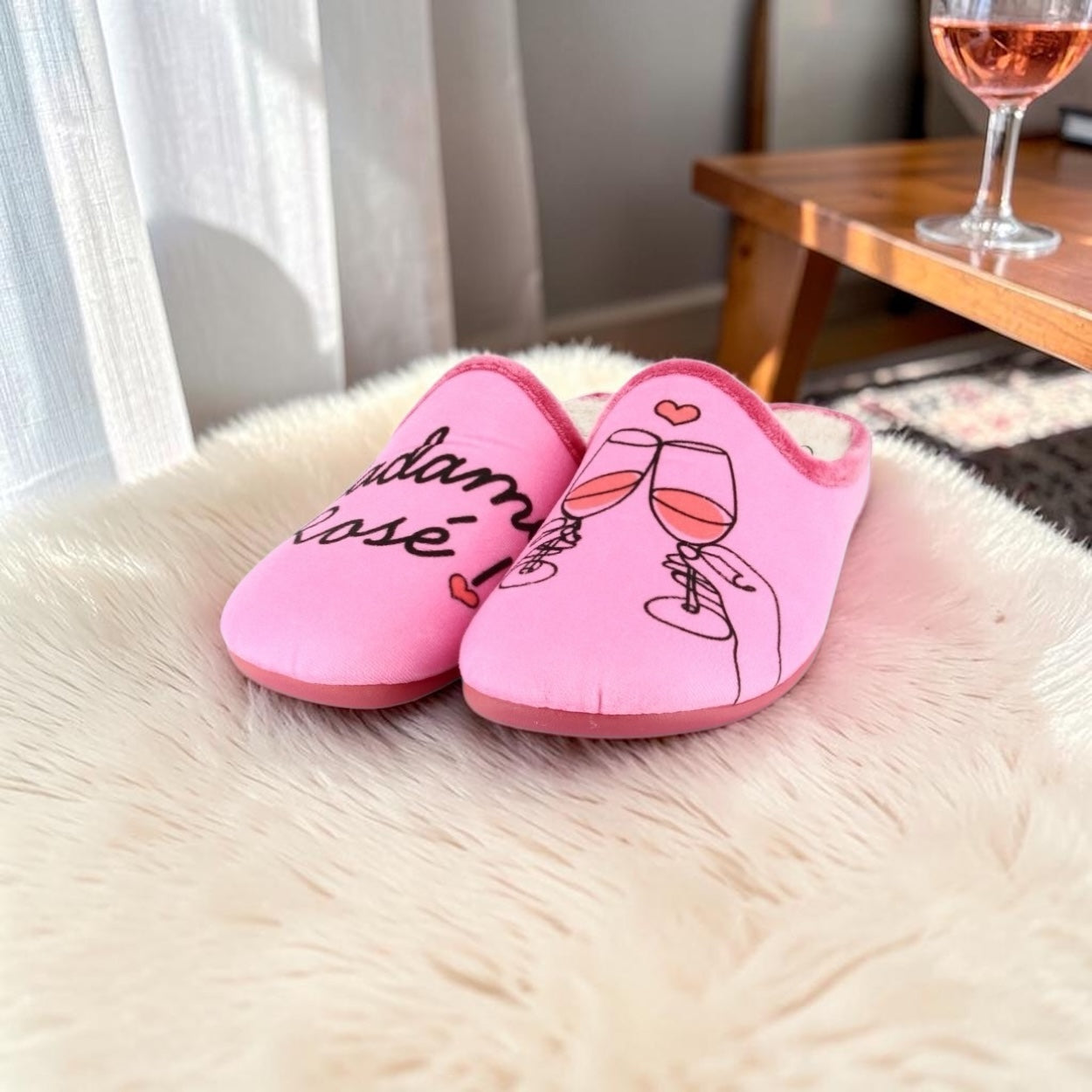 Pantoufles humoristiques « Madame Rosé »